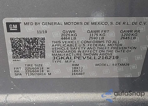 2020 GMC Terrain Fwd Slt from USA, damaged, VIN 3GKALPEV5LL216219
